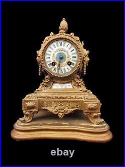 Antique French Clock Sevres Ormolu Bronze Porcelain Victorian 19th Century c1855