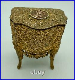 Antique French Gilded Brass Jewellery Box circa 1875