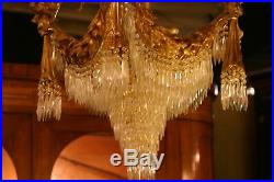 Antique French Gilded Bronze Crystal Palace Chandelier, Circa 1880, Gorgious