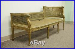 Antique French Louis XVI Style Caned Chaise Lounge Recamier Fainting Couch Sofa