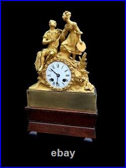 Antique French Ormolu Clock Empire Bronze Silk Suspension Early 19th Century