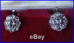 Antique French Victorian 2.5ct rosecut Diamond 18ct Rose Gold Leverback Earrings
