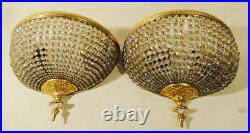 Antique French empire style bronze and crystal pair of sconces (1188)