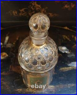 Antique Guerlain Perfume Bottle Glass Gilded Imperial Water France Coat Arms Bee