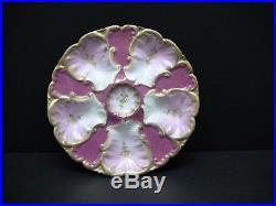 Antique LS & S Limoges France Pink Gold Gilt Oyster Plate