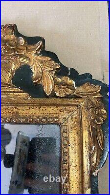 Antique Louis XVI Style Ice Cream Pediment Bouquet Mirror Decor Rare Old 19th