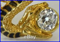 Antique Rene Lalique/Paul Briancon 18K Gold Enamel 4.0 Carat Diamond Snake ring