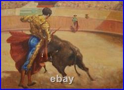 Antique Torero Painting Bullfighter Oil On French Canvas Signed Framed Gilded 19