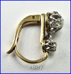 Antique Victorian French 18ct Gold Diamond Drop Earrings, c1880, Original Case