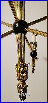 Antique french empire style bronze chandelier Solid chiseled & polished bronzes