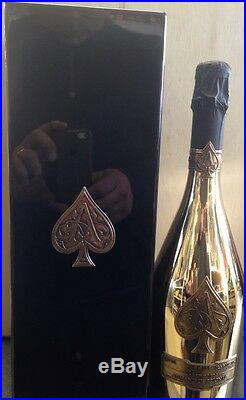 Armand De Brignac Ace Of Spades Brut Champagne. New, Gold Bottle With Case