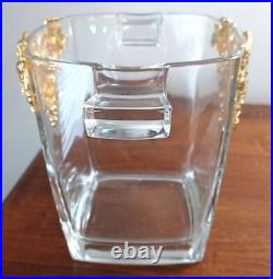 Arthur Court France Gold Grapevine Glass Decanter w Stopper & Ice Bucket Set