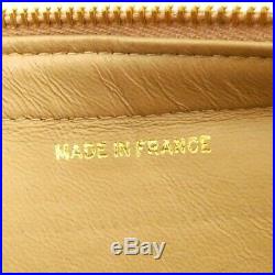 Auth CHANEL Beige Lambskin Matelasse Double Sided Chain Shoulder bag France box