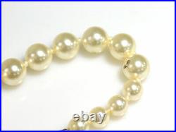 Auth CHANEL CC Logo Necklace Off White/Gold Faux Pearl/Goldtone 98501f