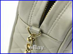 Auth CHANEL Matelasse CC Logo Chain Crossbody Shoulder Bag Beige/Gold 97396