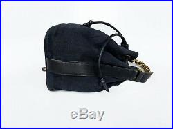 Auth Chanel Blue Vintage Denim Leather Drawstring Bag 24k Gold HW