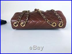 Auth Chanel Brown Vintage 12 Jumbo With XL logo Bag 22k Gold Hw