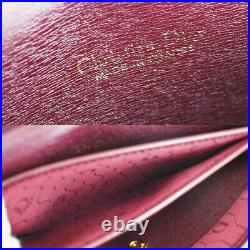 Auth Christian Dior CD Logo Shoulder Bag Leather Bordeaux Gold France 01BQ064