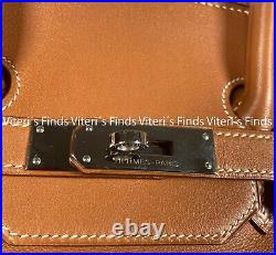 Auth Hermes Birkin 35cm Gold Swift Leather Silver Hardware Shoulder Satchel Bag