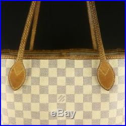 Auth LOUIS VUITTON NEVERFULL MM Tote Bag Shopping Purse Damier Azur N51107