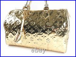 Auth LOUIS VUITTON Speedy 30 Mirror Boston Hand Bag Metallic Gold M95272 V-2395