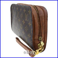 Auth Louis Vuitton Monogram Orsay M51790 Clutch Bag Brown 01FA054