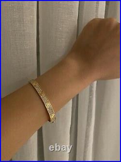 Authentic CARTIER Pave Diamond Love Bracelet 18k Yellow Gold Size 17 Box&Papers