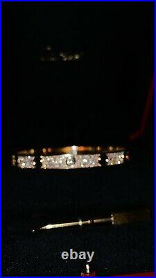 Authentic CARTIER Pave Diamond Love Bracelet 18k Yellow Gold Size 17 Box&Papers
