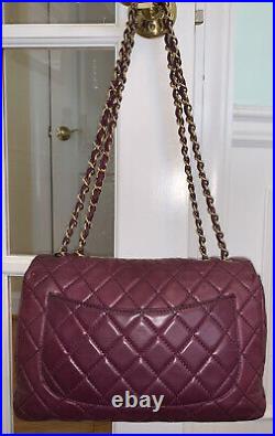 Authentic CHANEL Bag Classic Flap Gold Hardware Vintage Burgundy Purple Lambskin