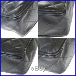 Authentic CHANEL CC Chain Shoulder Tote Bag Leather Black Gold Vintage 77EY034