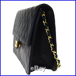 Authentic CHANEL CC Logo Matelasse Chain Shoulder Bag Leather Black Gold 96BM354