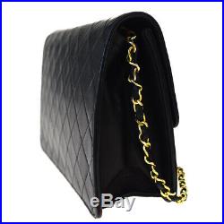 Authentic CHANEL CC Logo Matelasse Chain Shoulder Bag Leather Black Gold 96BM354