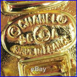 Authentic CHANEL CC Logo Turn Lock Earrings Clip-On Gold-tone France 96A 36BK140