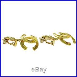 Authentic CHANEL Logos Earrings Clip-On Gold-Tone France Accessory 95A 64BG279