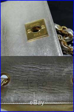 Authentic CHANEL Matelasse Quilted Chain Mini Shoulder Bag Vintage GOLD r1486