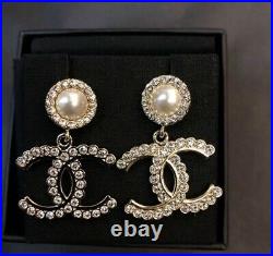 Authentic CHANEL Receipt New SOLD OUT CC Gold Drop Crystal Pear Dangle Earrings