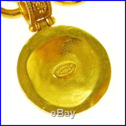 Authentic CHANEL Vintage CC Logos Medallion Gold Chain Bracelet AK16650h