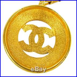 Authentic CHANEL Vintage CC Logos Medallion Gold Chain Pendant Necklace AK16693f