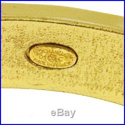 Authentic CHANEL Vintage CC Logos Stone Bangle Gold-Tone Accessories T04464