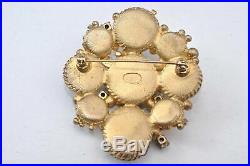Authentic CHANEL Vintage Pin Brooch Gem Gold Plating Box 84669