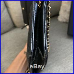 Authentic CHANEL Wallet on a Chain Bag WOC Clutch Purse Black Caviar Gold HW Box