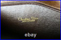 Authentic CHRISTIAN DIOR Brown Leather Hand Bag Shoulder Bag Purse Italy Vintage