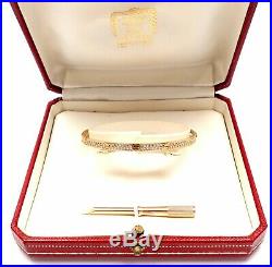 Authentic! Cartier 18k Rose Gold Love Pave Diamond Small Bangle Bracelet Size 16