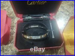 Authentic Cartier 4 diamond 18k White gold love bracelet size 16
