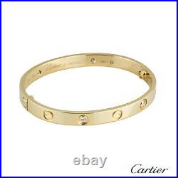 Authentic Cartier 4 diamond 18k Yellow gold love bracelet size 16