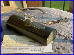 Authentic Cartier C Decor Sunglasses White Buffalo Horn 18k Gold Buffs CT0049O