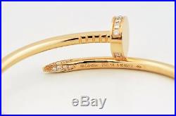 Authentic Cartier Juste Un Clou Nail Bracelet 18k Pink Gold Diamonds Size 18