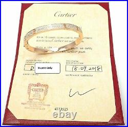Authentic! Cartier Love 18k Rose Gold Diamond Paved Bangle Bracelet Size 19 Cert