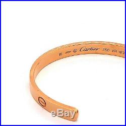 Authentic Cartier Love Bracelet Cuff Rose Gold Size 16cm