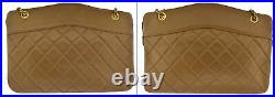 Authentic Chanel Beige Taupe Quilted Lambskin Zipper Large Shopper Tote Bag